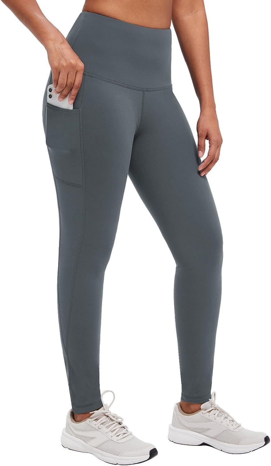 imagebaleaf Winter Clothing Women Leggings Fleece Lined Tights Thermal Warm Thick Cold Weather Gear 1 PocketsGray