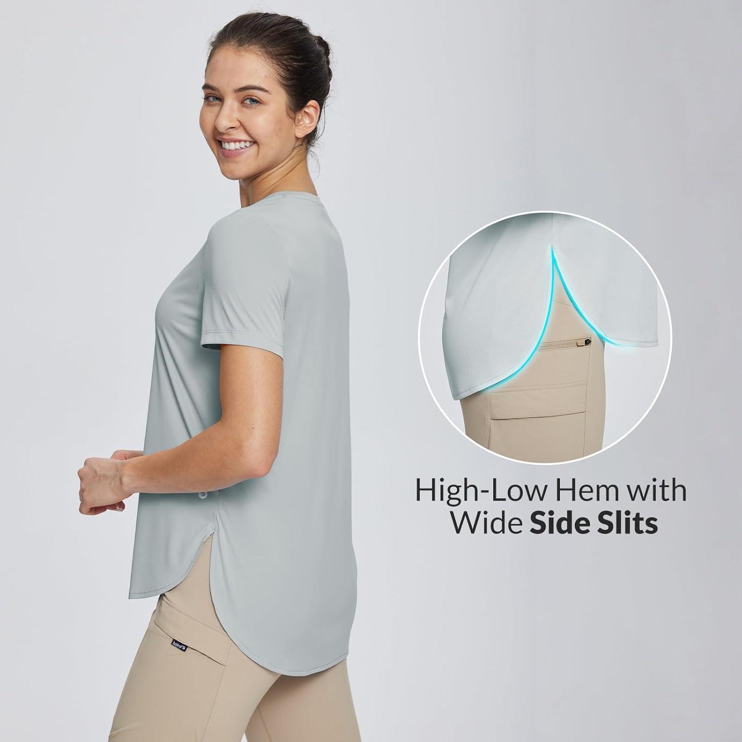 imagebaleaf Womens Short Sleeve T Shirts Crew Neck Workout Tops Running Shirts Sun Protection Quick Dry UVGray