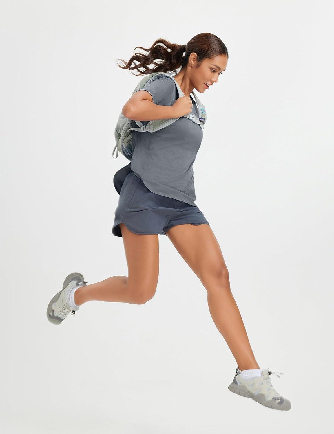 imagebaleaf Womens Short Sleeve T Shirts Crew Neck Workout Tops Running Shirts Sun Protection Quick Dry UVHeather Light Gray