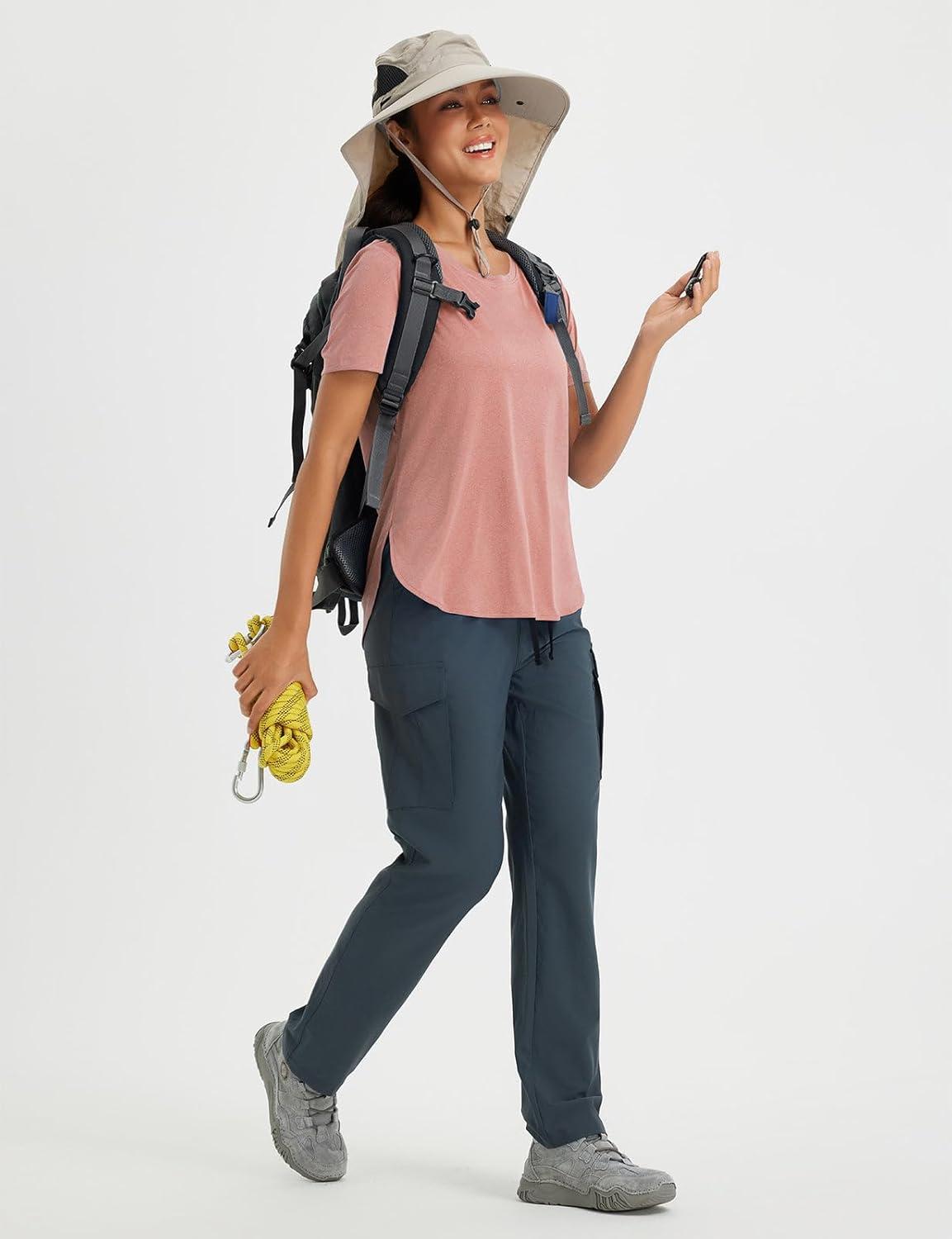 imagebaleaf Womens Short Sleeve T Shirts Crew Neck Workout Tops Running Shirts Sun Protection Quick Dry UVHeather Orange