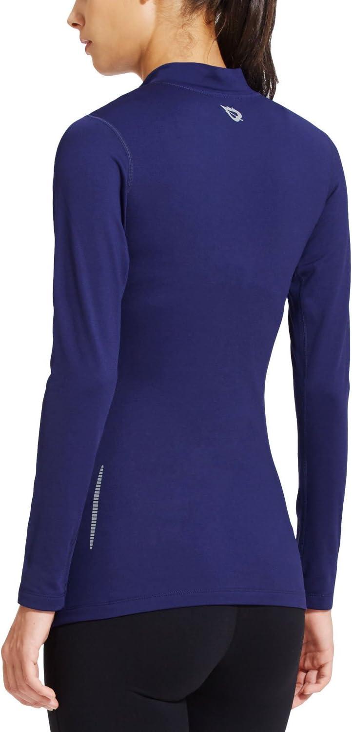 imagebaleaf Womens Thermal Tops Fleece Shirts Running Workout Athletic Base Layer Warm Cold Weather Gear Mock NeckNavymock Neck