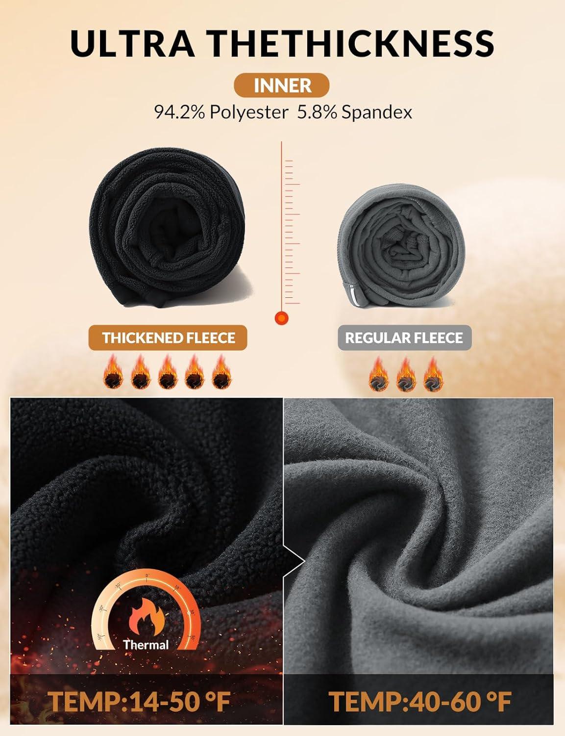 imagebaleaf Womens Thick Fleece Lined Leggings Winter Snow Pants Warm Thermal High Waisted Ski LeggingBlack