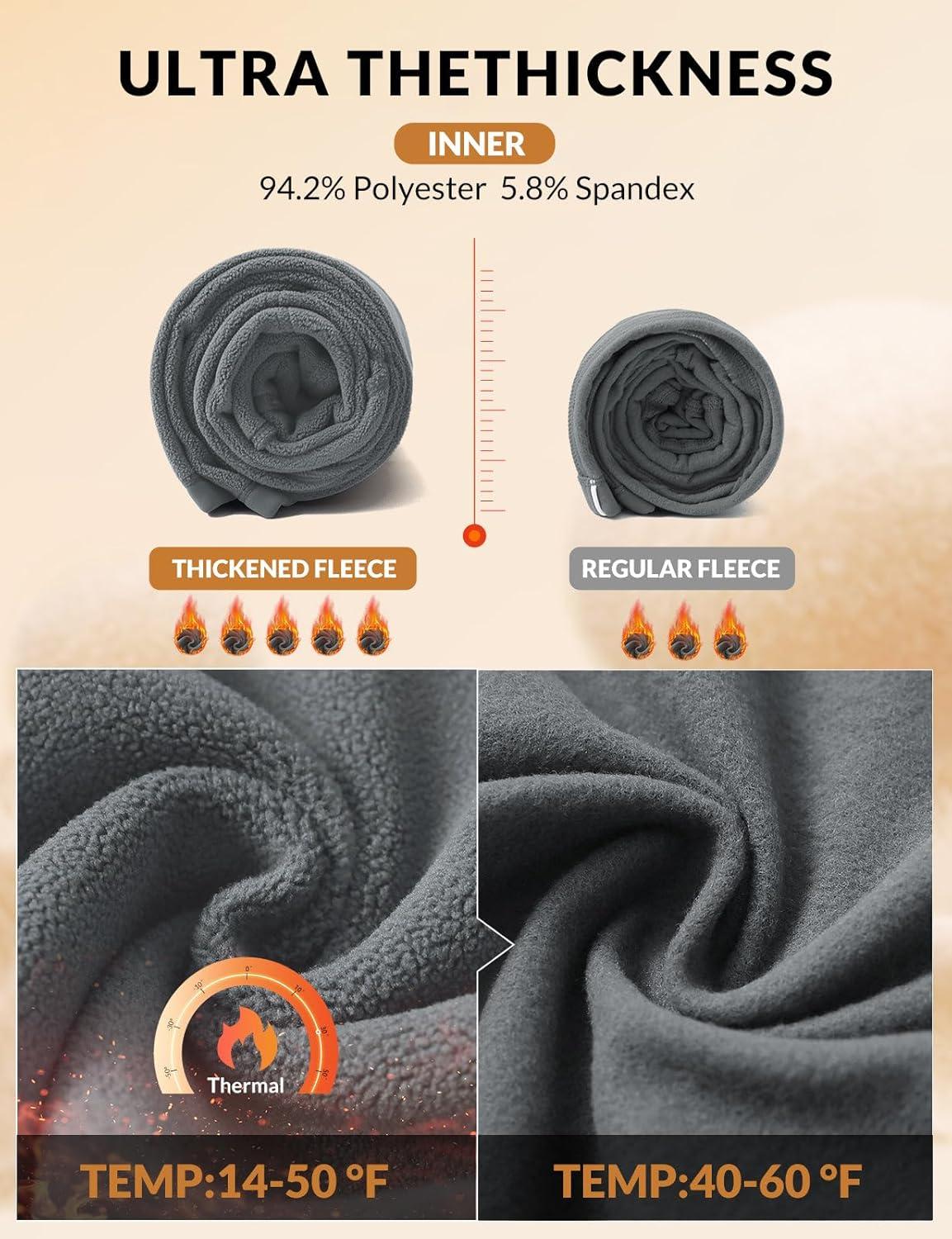 imagebaleaf Womens Thick Fleece Lined Leggings Winter Snow Pants Warm Thermal High Waisted Ski LeggingGray