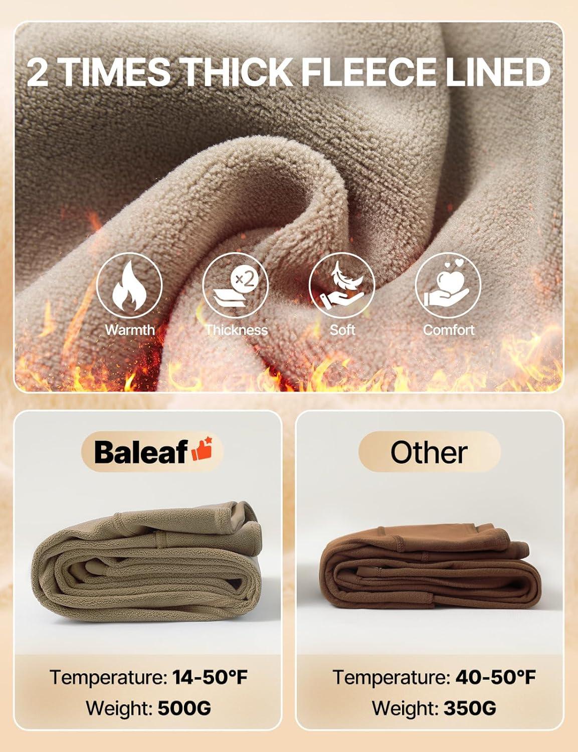 imagebaleaf Womens Thick Fleece Lined Leggings Winter Snow Pants Warm Thermal High Waisted Ski LeggingKhaki