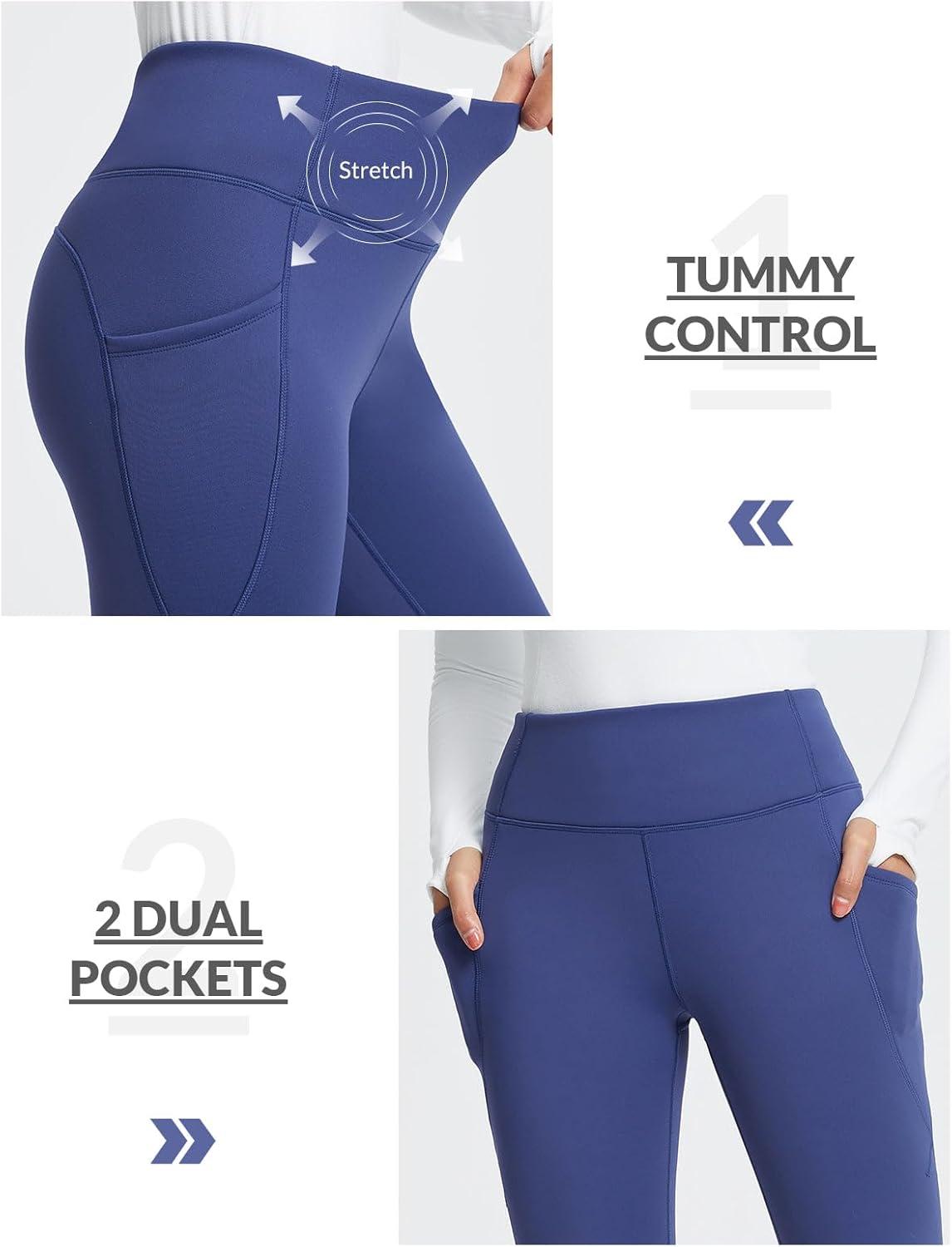 imagebaleaf Womens Thick Fleece Lined Leggings Winter Snow Pants Warm Thermal High Waisted Ski LeggingNavy