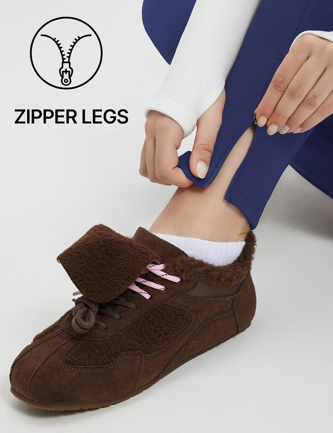 imagebaleaf Womens Thick Fleece Lined Leggings Winter Snow Pants Warm Thermal High Waisted Ski LeggingNavy Blue