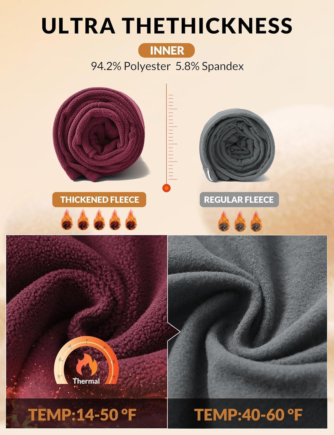 imagebaleaf Womens Thick Fleece Lined Leggings Winter Snow Pants Warm Thermal High Waisted Ski LeggingWine Red