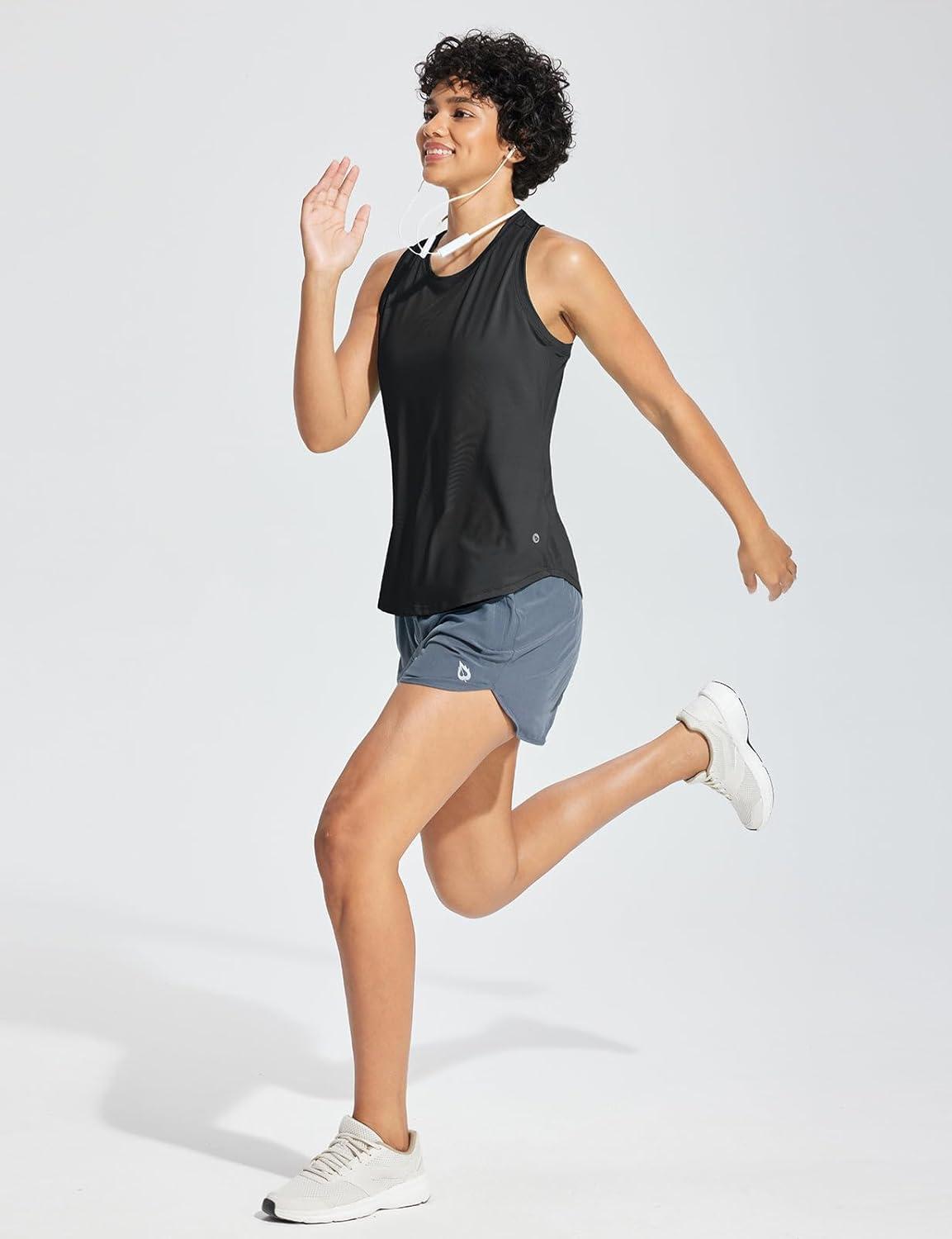 imagebaleaf Workout Tank Tops for Women Sleeveless Athletic Top Loose Fit Running Shirts High Neck Yoga Gym Clothes01black