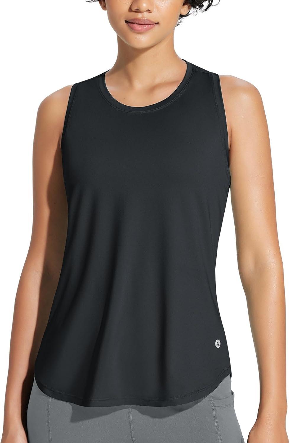 imagebaleaf Workout Tank Tops for Women Sleeveless Athletic Top Loose Fit Running Shirts High Neck Yoga Gym Clothes01black