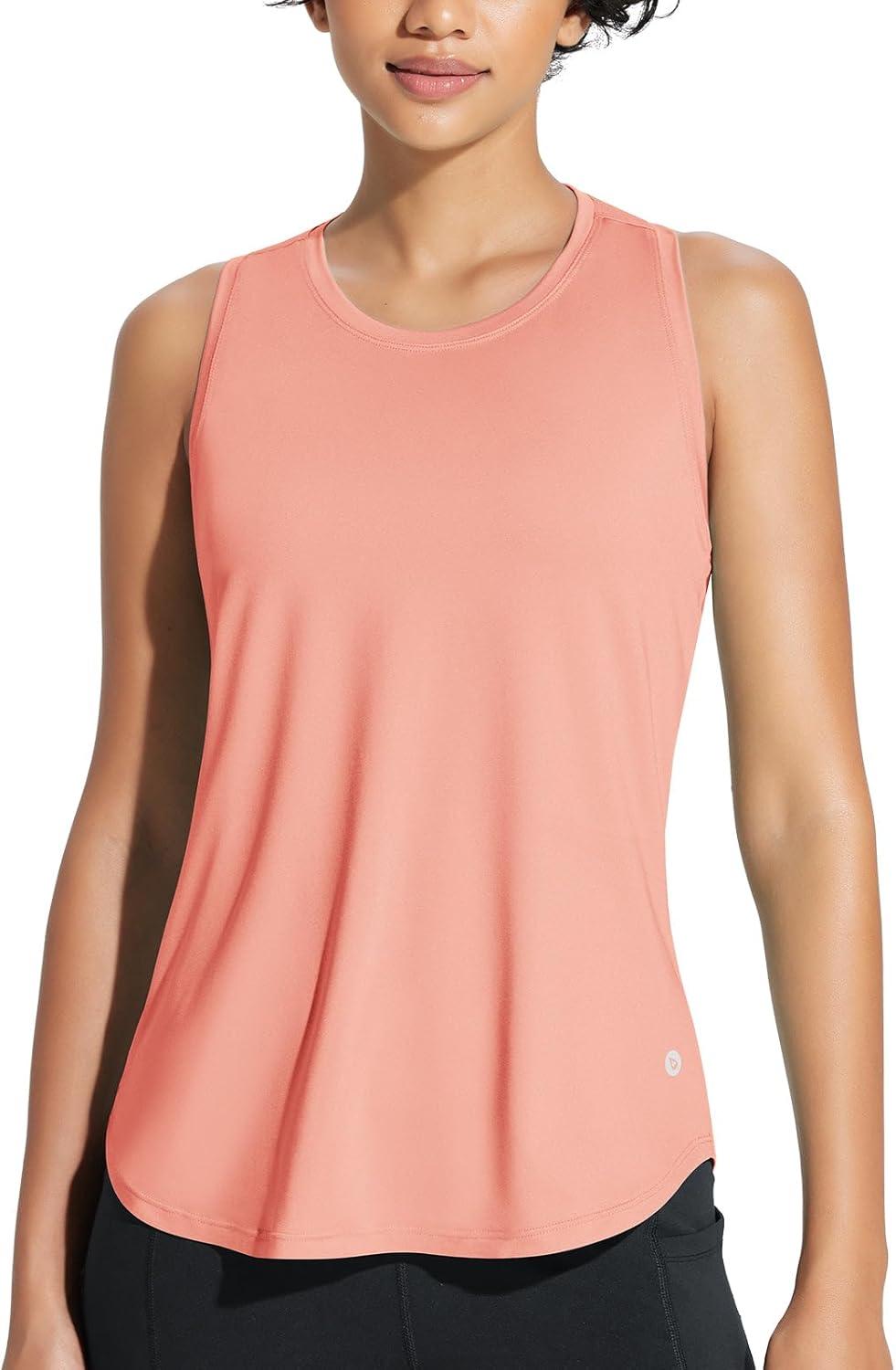 imagebaleaf Workout Tank Tops for Women Sleeveless Athletic Top Loose Fit Running Shirts High Neck Yoga Gym Clothes01coral