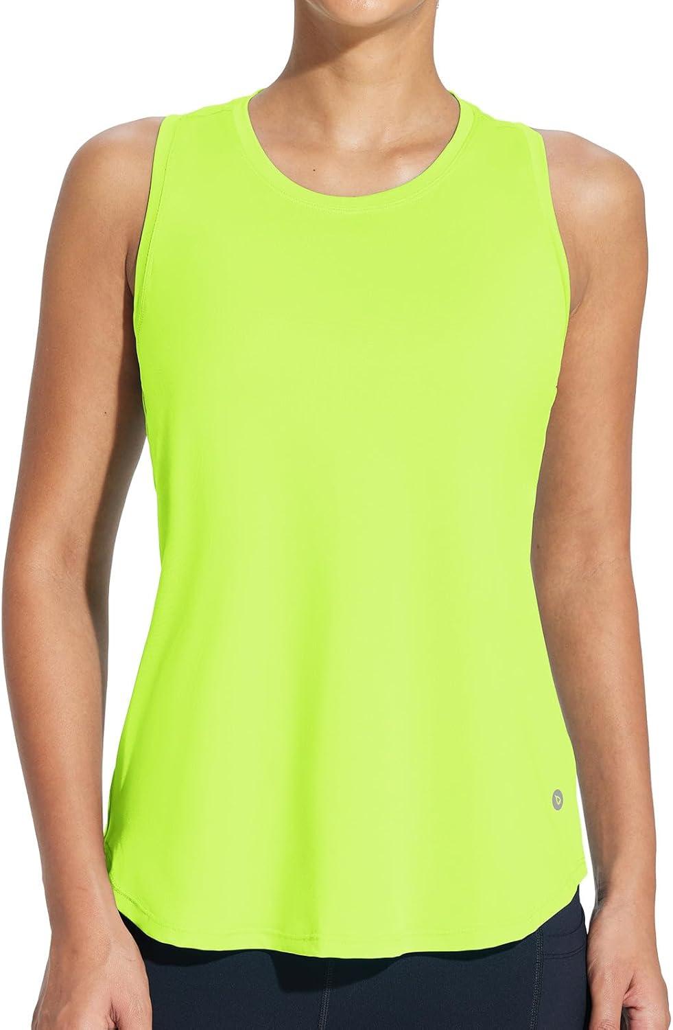 imagebaleaf Workout Tank Tops for Women Sleeveless Athletic Top Loose Fit Running Shirts High Neck Yoga Gym Clothes01fluorescent Green