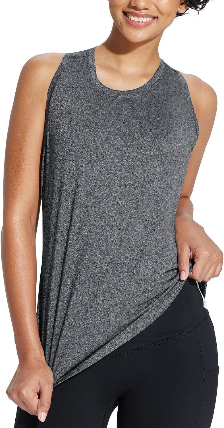imagebaleaf Workout Tank Tops for Women Sleeveless Athletic Top Loose Fit Running Shirts High Neck Yoga Gym Clothes01grey