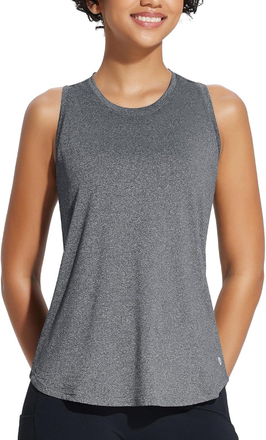 imagebaleaf Workout Tank Tops for Women Sleeveless Athletic Top Loose Fit Running Shirts High Neck Yoga Gym Clothes01grey