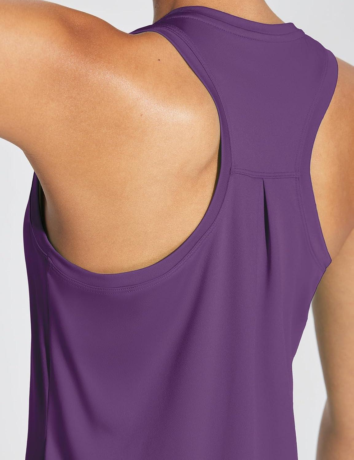 imagebaleaf Workout Tank Tops for Women Sleeveless Athletic Top Loose Fit Running Shirts High Neck Yoga Gym Clothes01purple