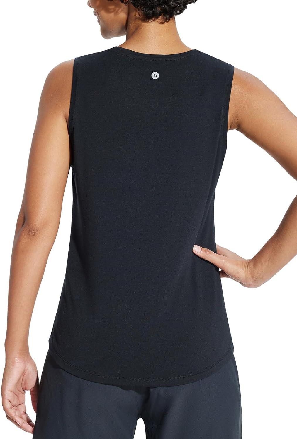 imagebaleaf Workout Tank Tops for Women Sleeveless Athletic Top Loose Fit Running Shirts High Neck Yoga Gym ClothesBlack