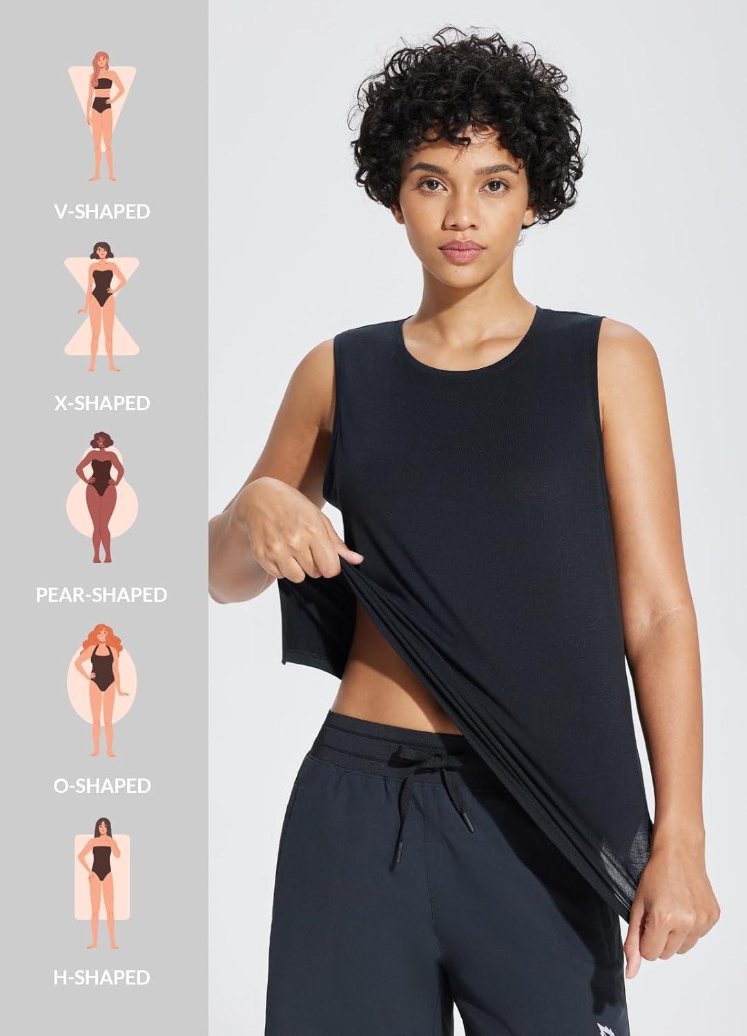 imagebaleaf Workout Tank Tops for Women Sleeveless Athletic Top Loose Fit Running Shirts High Neck Yoga Gym ClothesBlack