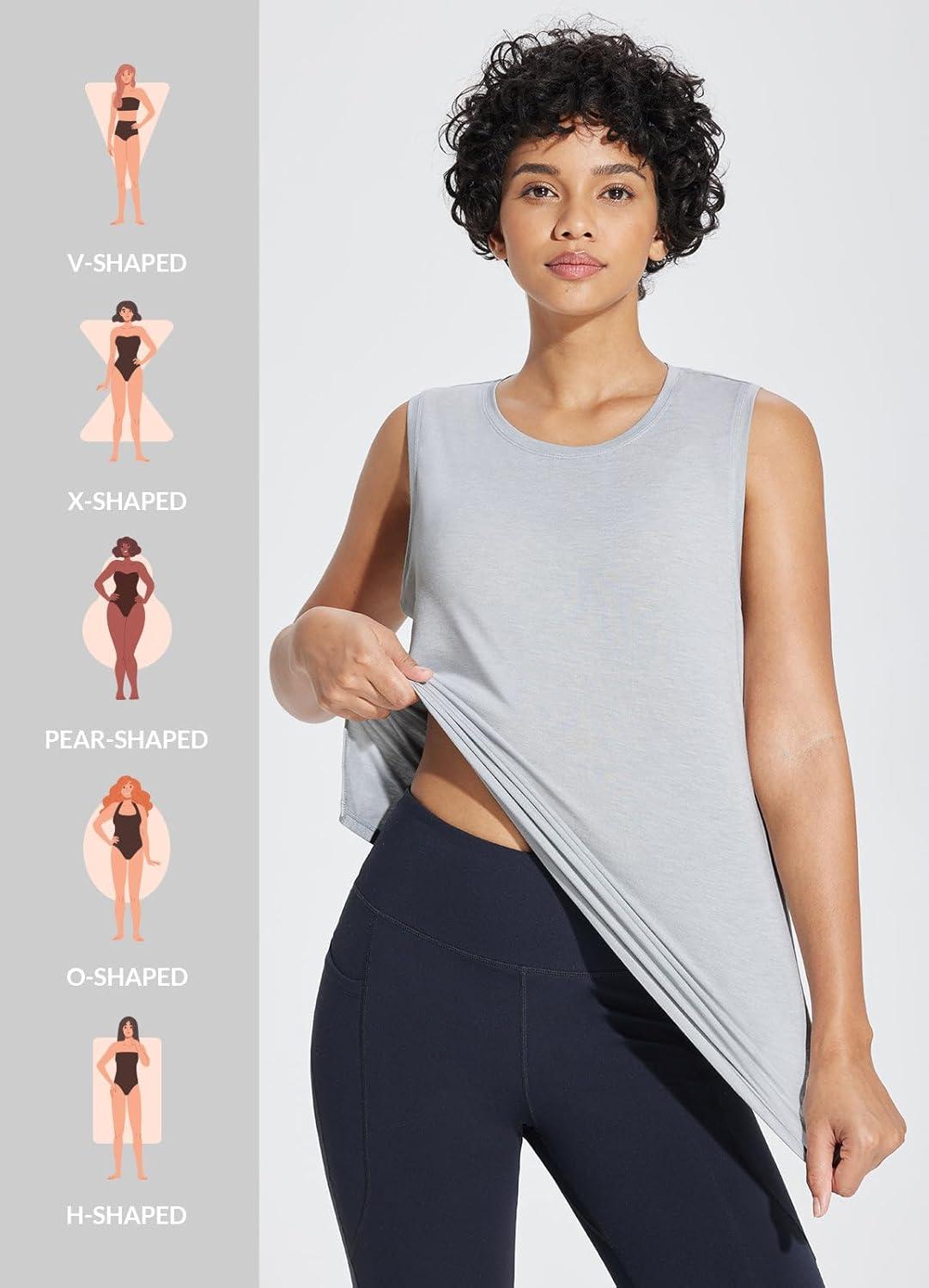imagebaleaf Workout Tank Tops for Women Sleeveless Athletic Top Loose Fit Running Shirts High Neck Yoga Gym ClothesGrey