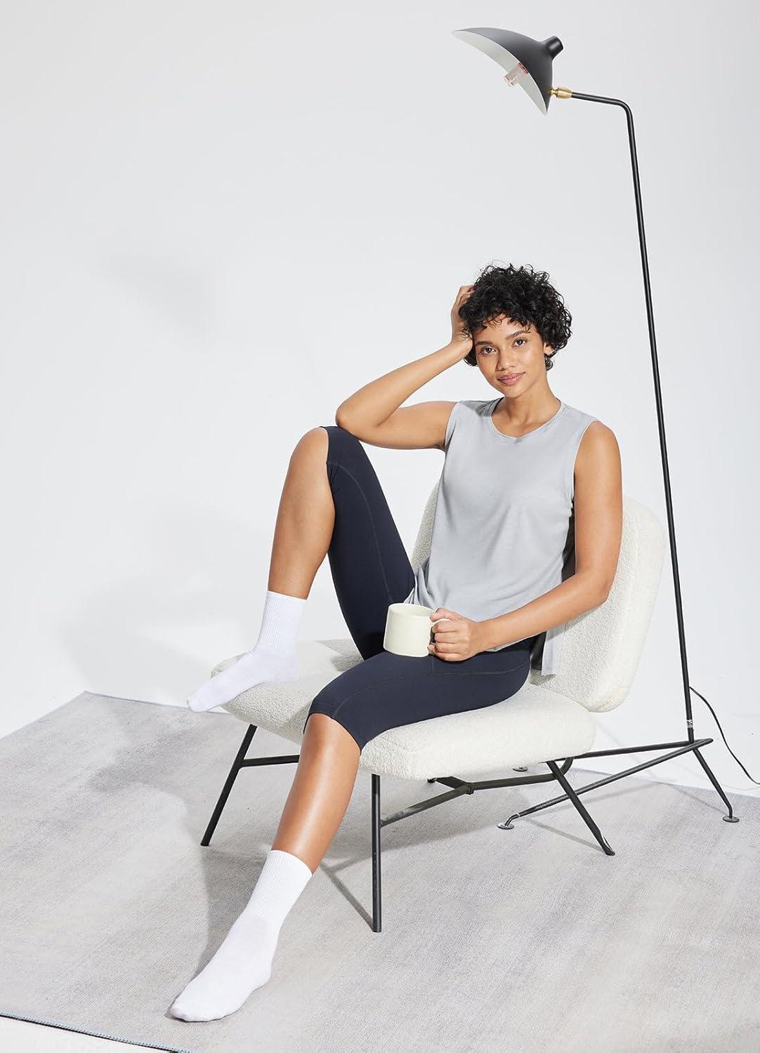 imagebaleaf Workout Tank Tops for Women Sleeveless Athletic Top Loose Fit Running Shirts High Neck Yoga Gym ClothesGrey