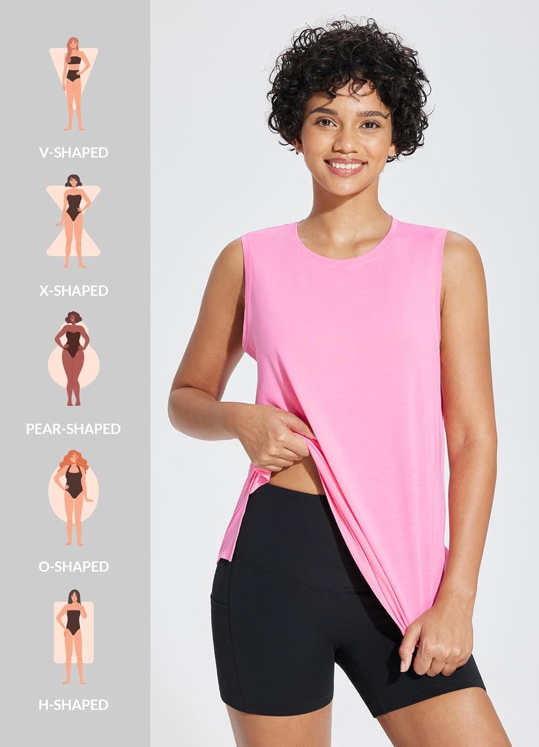 imagebaleaf Workout Tank Tops for Women Sleeveless Athletic Top Loose Fit Running Shirts High Neck Yoga Gym ClothesPink