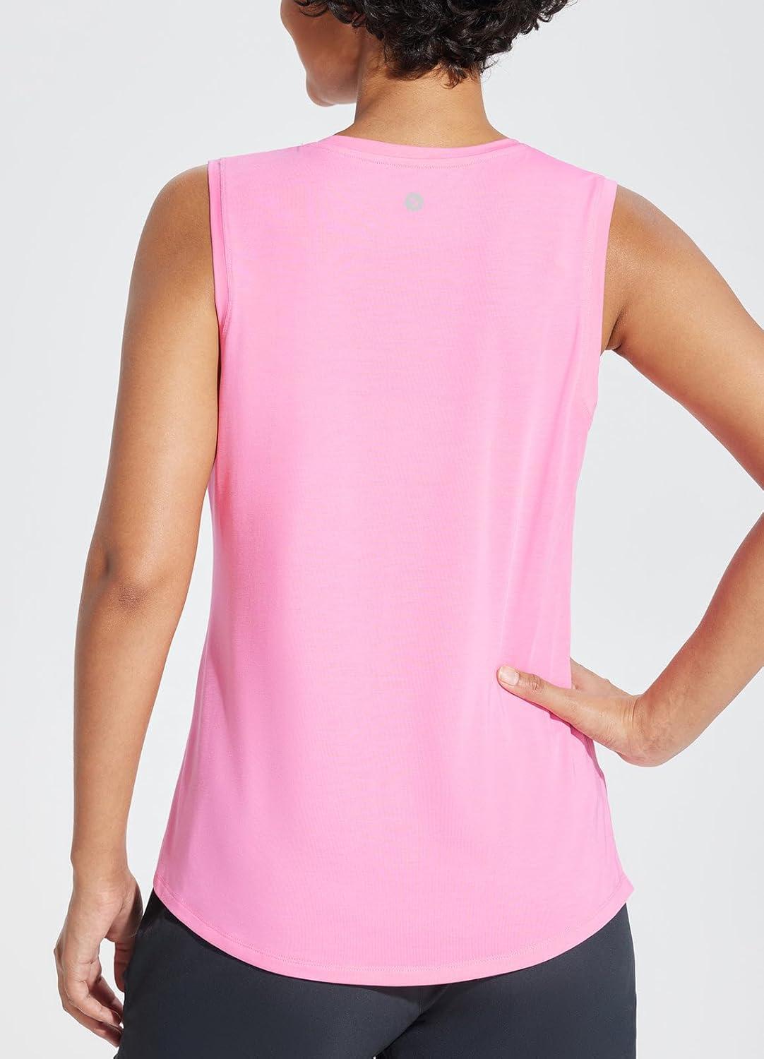 imagebaleaf Workout Tank Tops for Women Sleeveless Athletic Top Loose Fit Running Shirts High Neck Yoga Gym ClothesPink