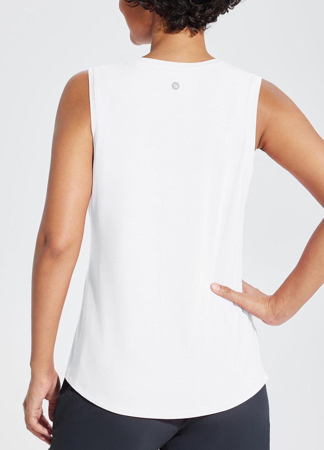 imagebaleaf Workout Tank Tops for Women Sleeveless Athletic Top Loose Fit Running Shirts High Neck Yoga Gym ClothesWhite