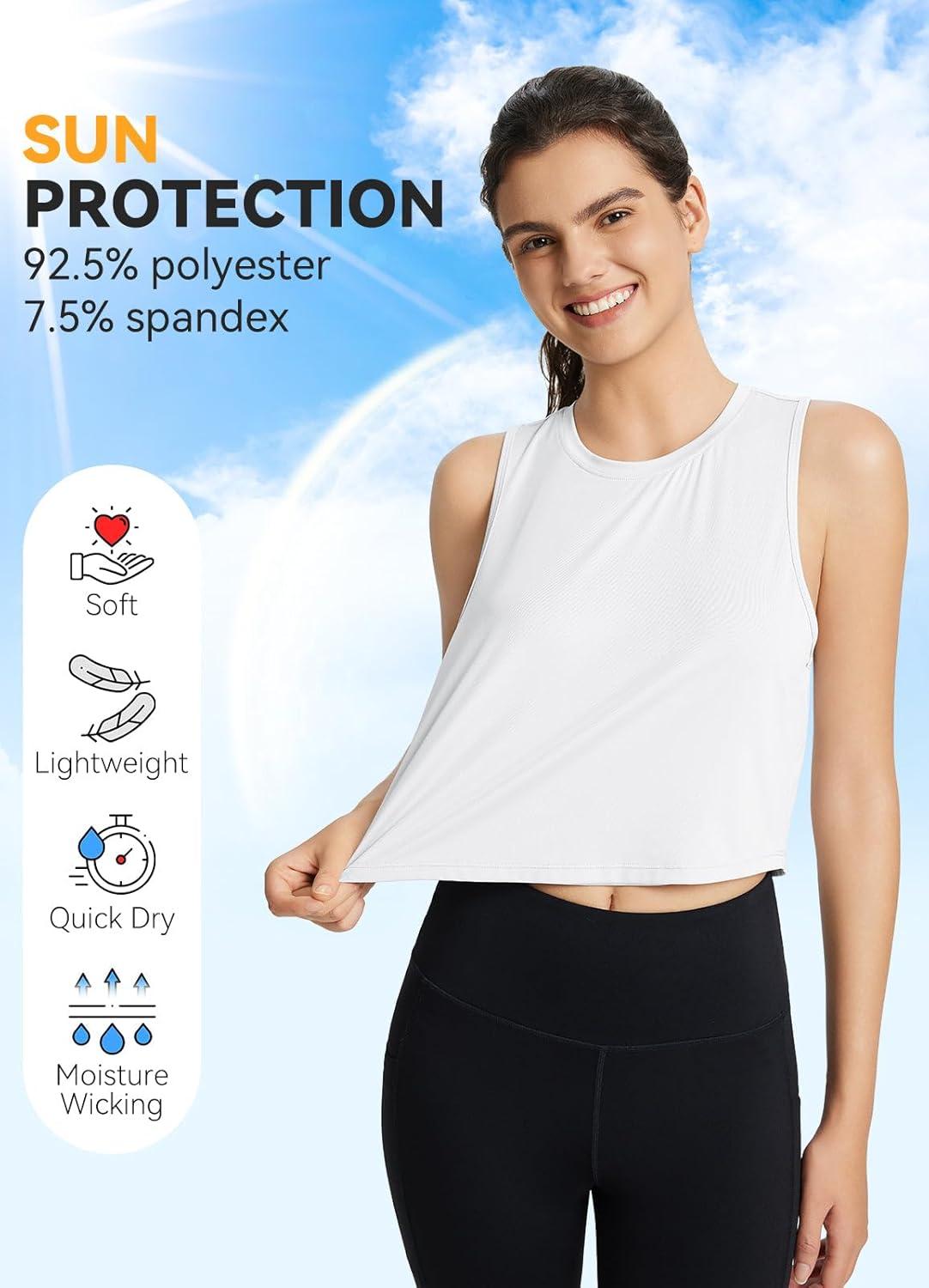 imagebaleaf Workout Tops for Women Crop Tank Top Quick Dry Athletic Gym Exercise Sleeveless Shirts Muscle Yoga Loose Fit02croppe04white