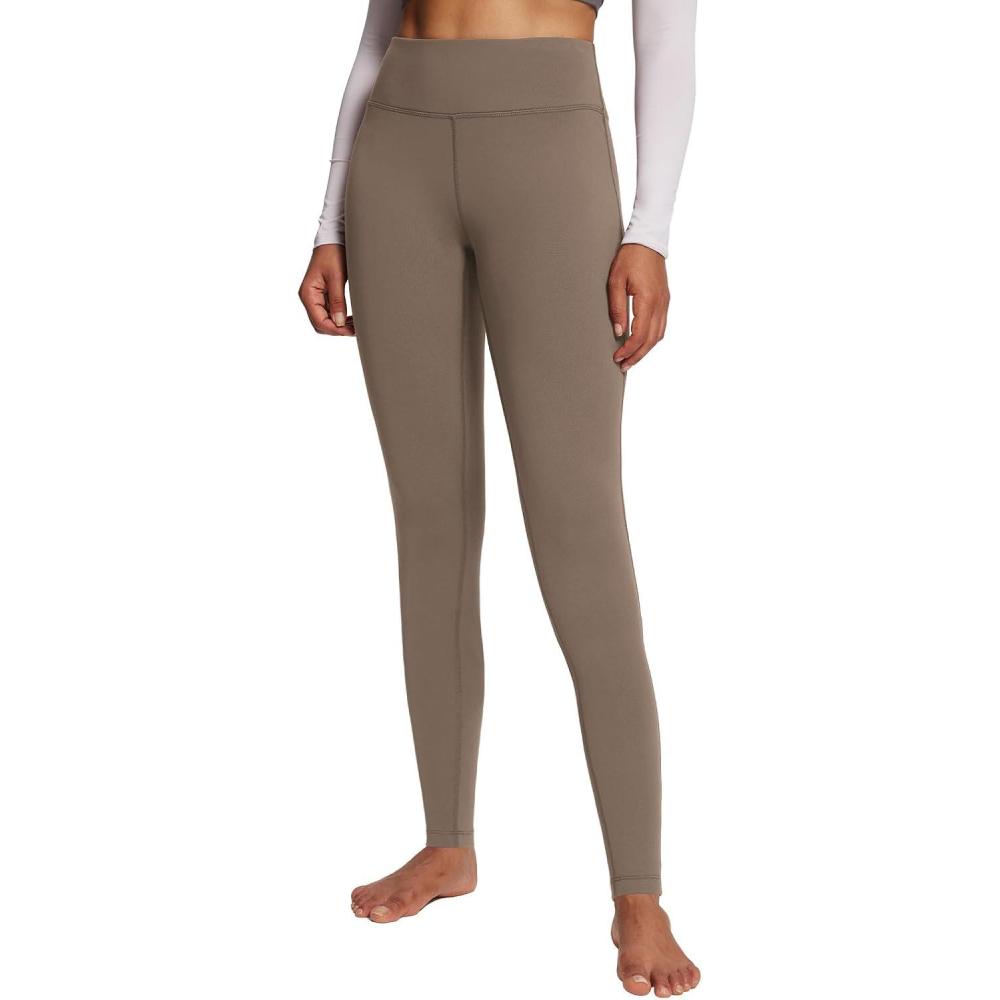 imagebaleaf Winter Clothing Women Leggings Fleece Lined Tights Thermal Warm Thick Cold Weather Gear 1 PocketsCocoa Creme