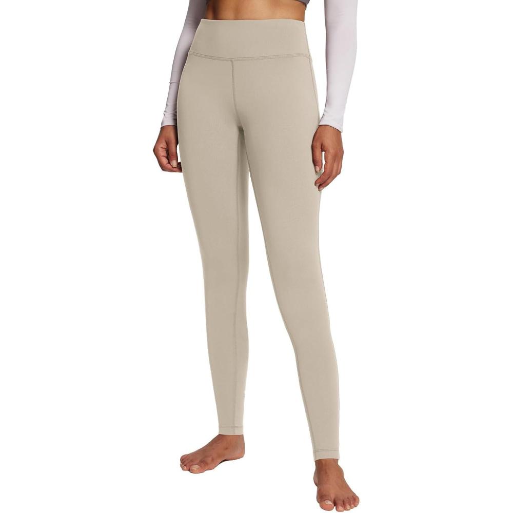imagebaleaf Winter Clothing Women Leggings Fleece Lined Tights Thermal Warm Thick Cold Weather Gear 1 PocketsKhaki