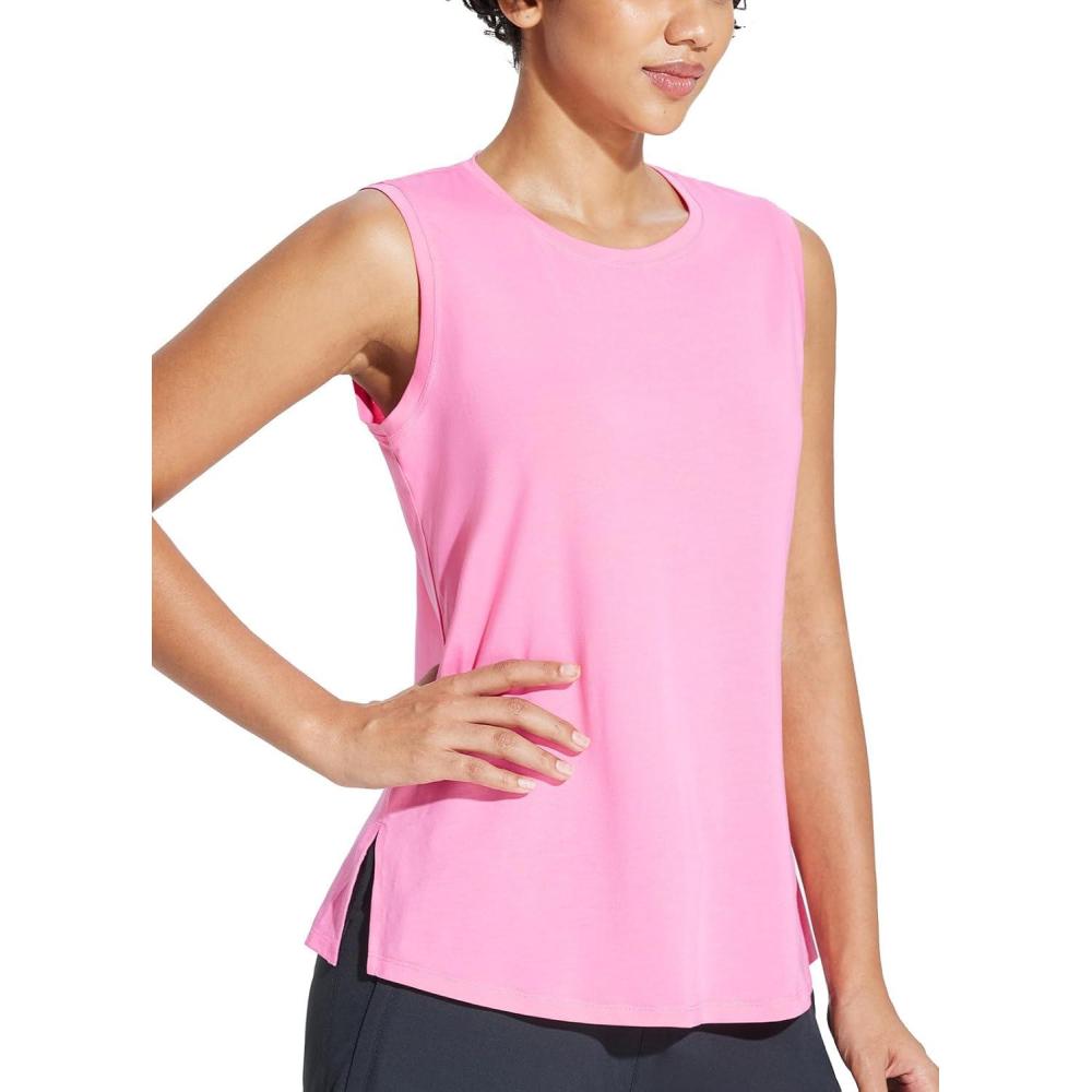 imagebaleaf Workout Tank Tops for Women Sleeveless Athletic Top Loose Fit Running Shirts High Neck Yoga Gym ClothesPink