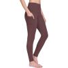 imagebaleaf Winter Clothing Women Leggings Fleece Lined Tights Thermal Warm Thick Cold Weather Gear 1 PocketsBrown