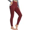 imagebaleaf Womens Petite Fleece Lined Leggings with Pockets 25quot Thermal Winter Warm High Waisted Thick 78 Yoga PantsWine Red25