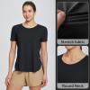 imagebaleaf Womens Short Sleeve T Shirts Crew Neck Workout Tops Running Shirts Sun Protection Quick Dry UVBlack