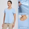 imagebaleaf Womens Short Sleeve T Shirts Crew Neck Workout Tops Running Shirts Sun Protection Quick Dry UVBlue