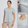 imagebaleaf Womens Short Sleeve T Shirts Crew Neck Workout Tops Running Shirts Sun Protection Quick Dry UVGray