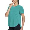 imagebaleaf Womens Short Sleeve Workout Shirts Tops Athletic Yoga Running Shirts Loose Fit with Side Slits Quick Dry TShirtsHeather Green