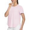 imagebaleaf Womens Short Sleeve Workout Shirts Tops Athletic Yoga Running Shirts Loose Fit with Side Slits Quick Dry TShirtsLight Pink