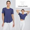 imagebaleaf Womens Short Sleeve Workout Shirts Tops Athletic Yoga Running Shirts Loose Fit with Side Slits Quick Dry TShirtsNavy Blue