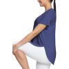 imagebaleaf Womens Short Sleeve Workout Shirts Tops Athletic Yoga Running Shirts Loose Fit with Side Slits Quick Dry TShirtsNavy Blue