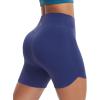 imageBALEAF Womens Workout Shorts 5quot High Waisted Biker Short Tummy Control Gym Yoga with PocketsNavy Blue