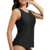 imagebaleaf Tankini Tops for Women High Neck Swim Top Modest Bathing Suit Top Long Swim Tank TopBlack