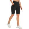 imagebaleaf Womens 10quot 12quot Long Biker Yoga Compression Shorts High Waist Knee Length Spandex Workout Shorts with Pockets SoftBlack
