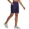imagebaleaf Womens 7quot Athletic Running Shorts Bermuda Long Shorts High Waisted with Zipper Pockets Workout Gym Hiking ShortsNavy