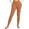imagebaleaf Womens Crossover Fleece Lined Leggings with Pockets Thermal Warm Winter Tights Crossover High Waisted Yoga PantsCaramel
