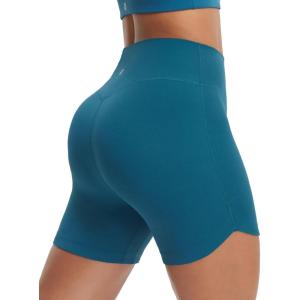 imageBALEAF Womens Workout Shorts 5quot High Waisted Biker Short Tummy Control Gym Yoga with PocketsBlue
