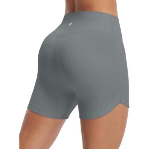 imageBALEAF Womens Workout Shorts 5quot High Waisted Biker Short Tummy Control Gym Yoga with PocketsDark Gray