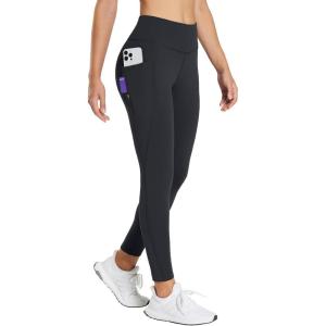imagebaleaf 2530 Womens Fleece Lined Leggings Water Resistant High Waist Winter Running Hiking Pants Zipper Pockets25 Inch Black