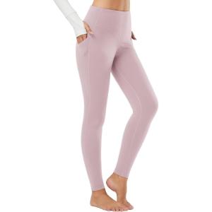 imagebaleaf Winter Clothing Women Leggings Fleece Lined Tights Thermal Warm Thick Cold Weather Gear 1 PocketsLight Purple