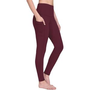 imagebaleaf Winter Clothing Women Leggings Fleece Lined Tights Thermal Warm Thick Cold Weather Gear 1 PocketsWine Red