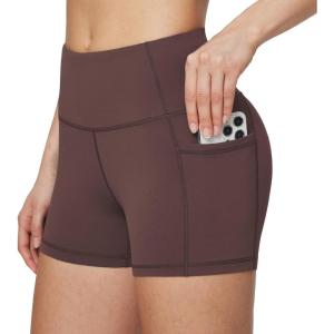 imagebaleaf Womens 8quot 5quot 3quot Biker Shorts High Waist Yoga Workout Gym Running Volleyball Spandex Shorts with PocketsBrownclassic