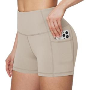 imagebaleaf Womens 8quot 5quot 3quot Biker Shorts High Waist Yoga Workout Gym Running Volleyball Spandex Shorts with PocketsKhakiclassic